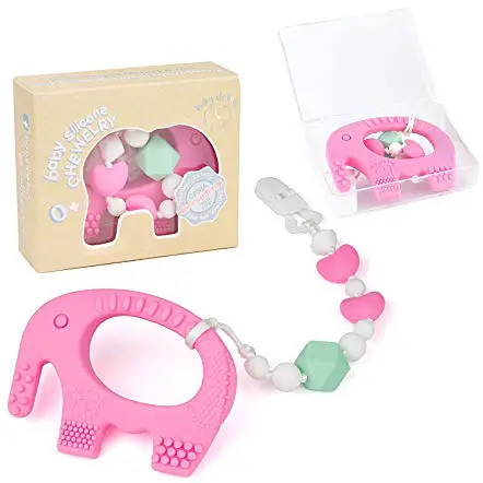 Teething Pain Relief Toy and Clip Holder for Little Baby Girls