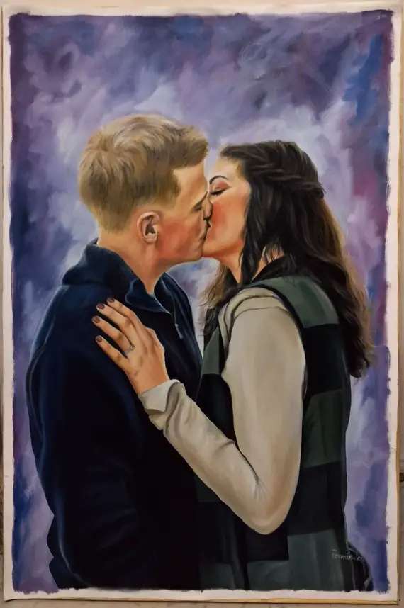 One Year Anniversary Gifts for Girlfriend Custom Painted Portrait