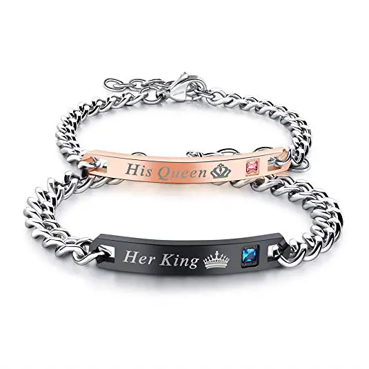 4 years anniversary gift ideas for couples Bracelets King and Queen Matching Set Anniversary Promise Gifts 