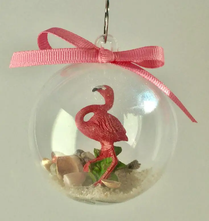 Personalized Flamingo,Sand and Seashell Summer Ornament