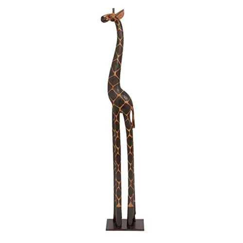 40 Inches Hand Made Wooden African Baby Giraffe Statue