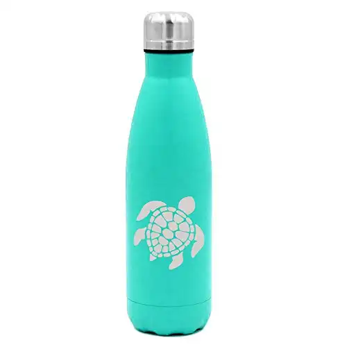 Stainless Steel Water Bottle Travel Mug - Sea Turtle (Light-Blue)