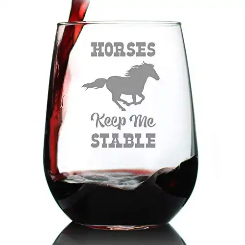 Horses Keep Me Stable – Cute Funny Stemless Wine Glass