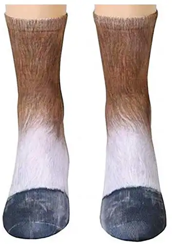 Tiaronics 3D Socks Unisex Adult Animal Paw Crew Socks - Sublimated Print (Horse)
