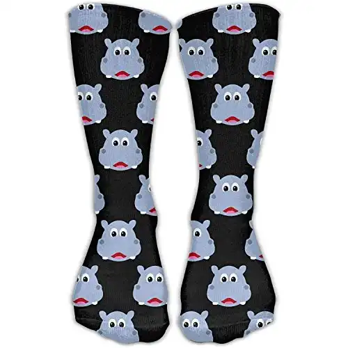 Cute Hippo Face Novelty Cotton Crew Socks